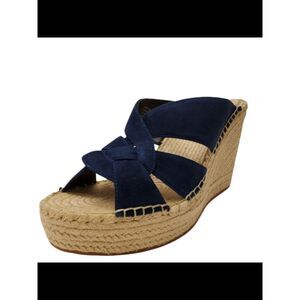 KENNETH COLE NEW YORK Womens Navy 1-1/2" Platform Olivia Swirl Mules Shoes 9.5 M